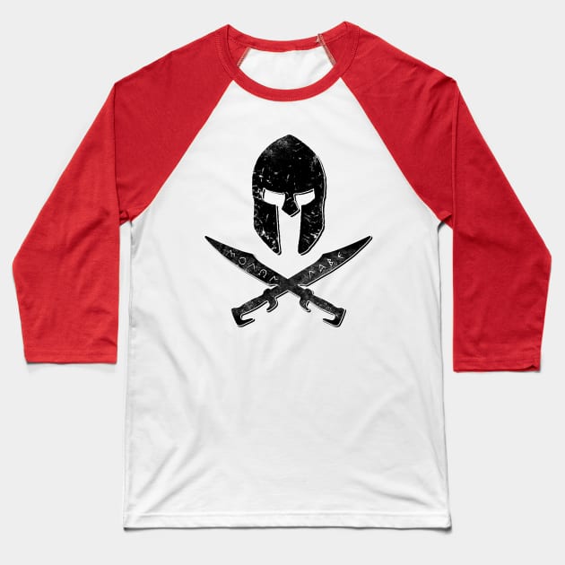 Spartan Warrior Swords and Helmet Baseball T-Shirt by Scar